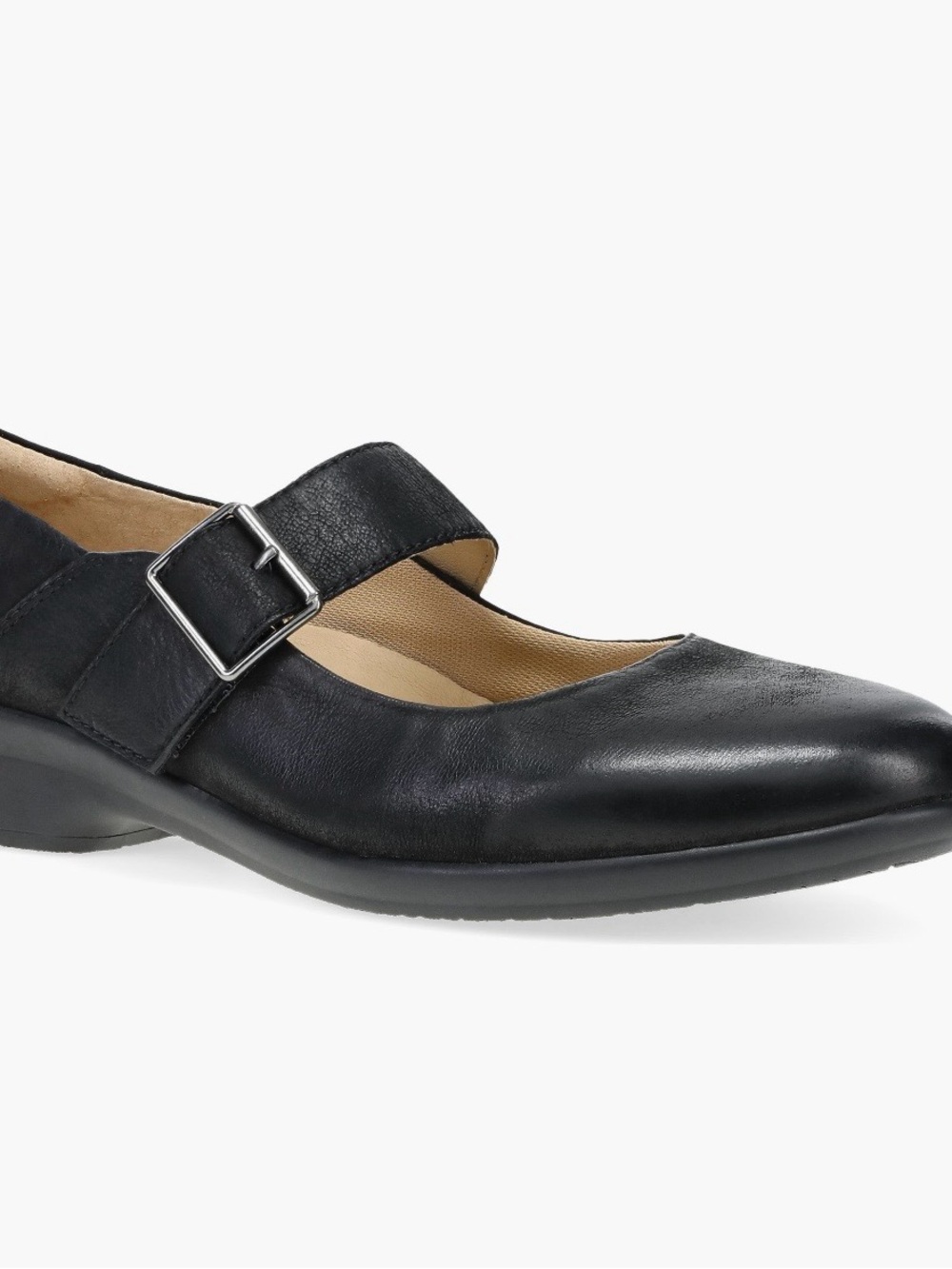 Dansko Black Leather Mary Jane Flats with Buckle